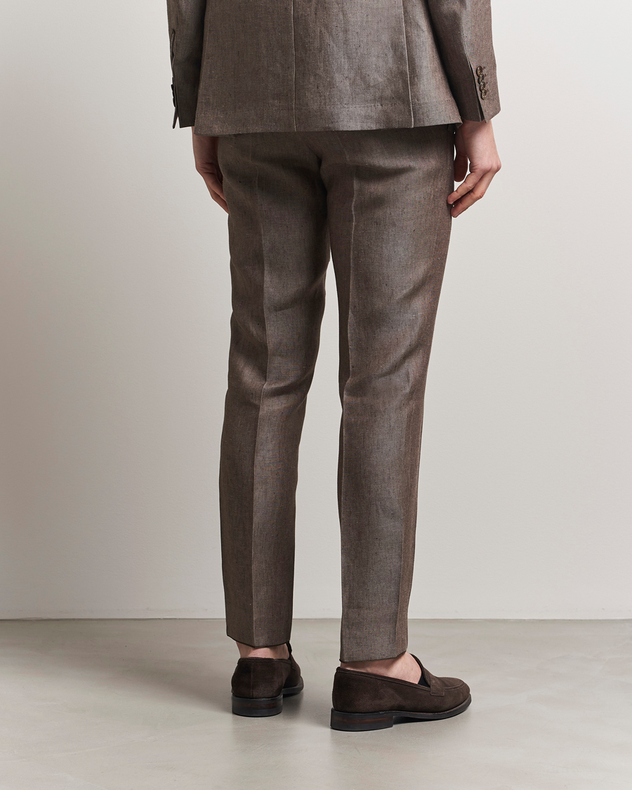 Homme | Pantalons | Oscar Jacobson | Denz Linen Trousers Brown