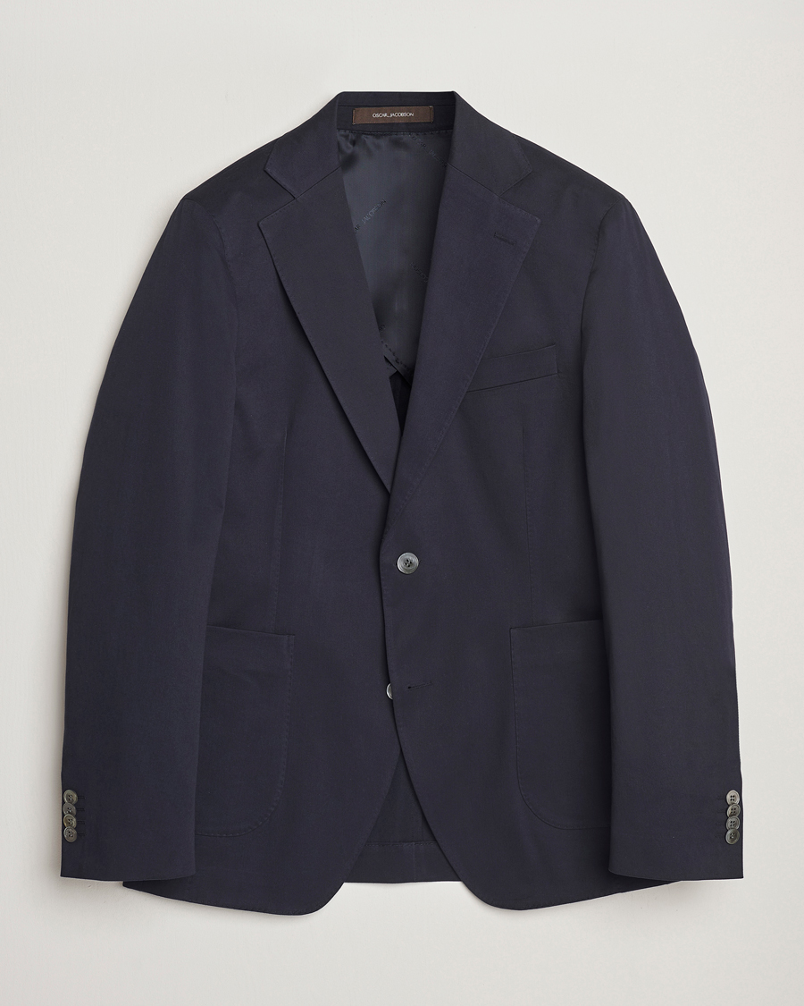 Homme | Blazers | Oscar Jacobson | Ferry Patch Cotton Blazer Navy