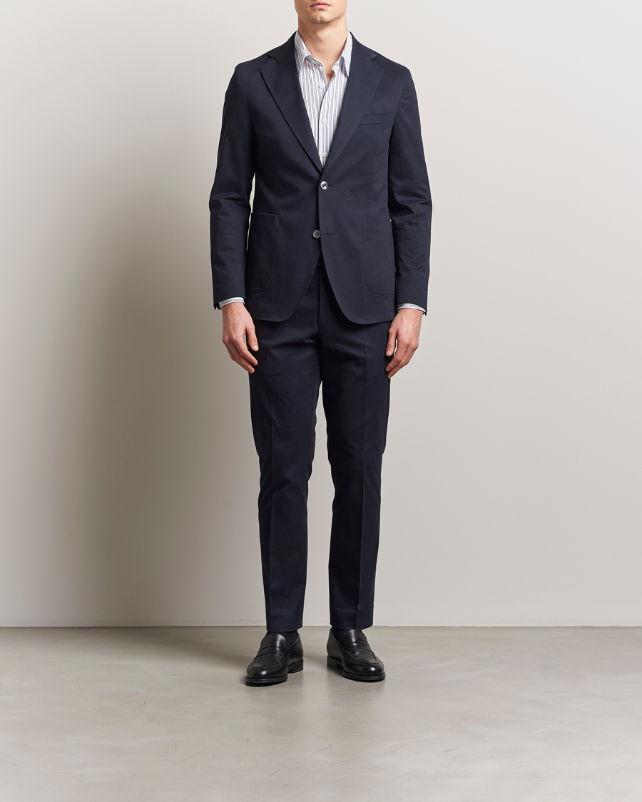 Homme | Blazers | Oscar Jacobson | Ferry Patch Cotton Blazer Navy