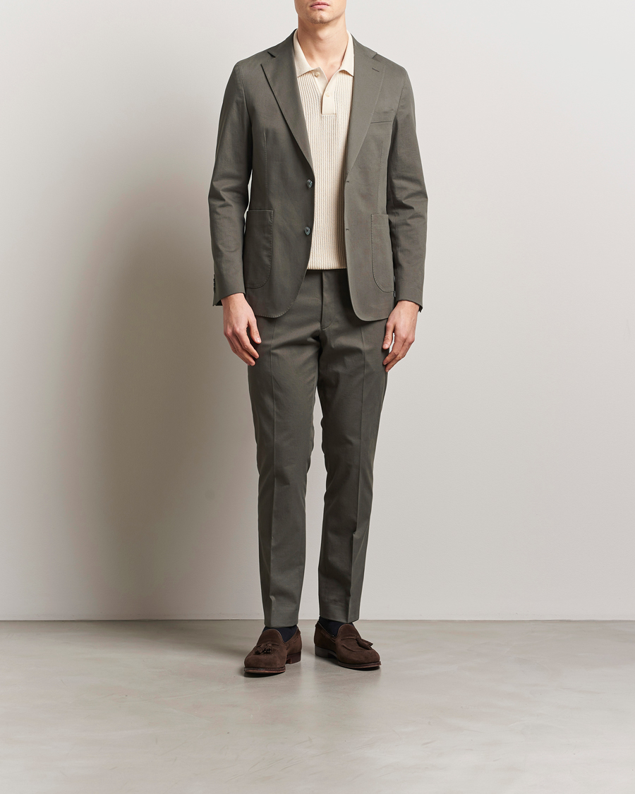 Homme | Blazers | Oscar Jacobson | Ferry Patch Cotton Blazer Olive