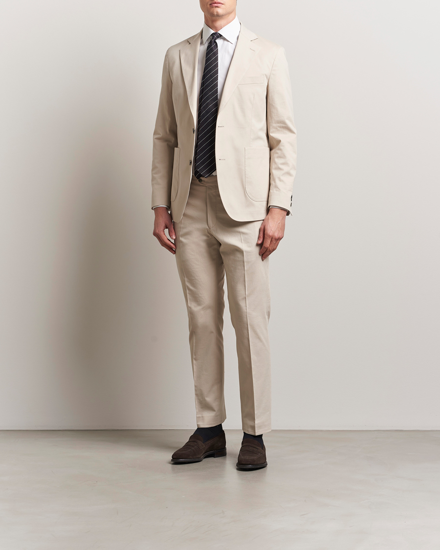 Homme | Pantalons | Oscar Jacobson | Dandy Cotton Trousers Beige