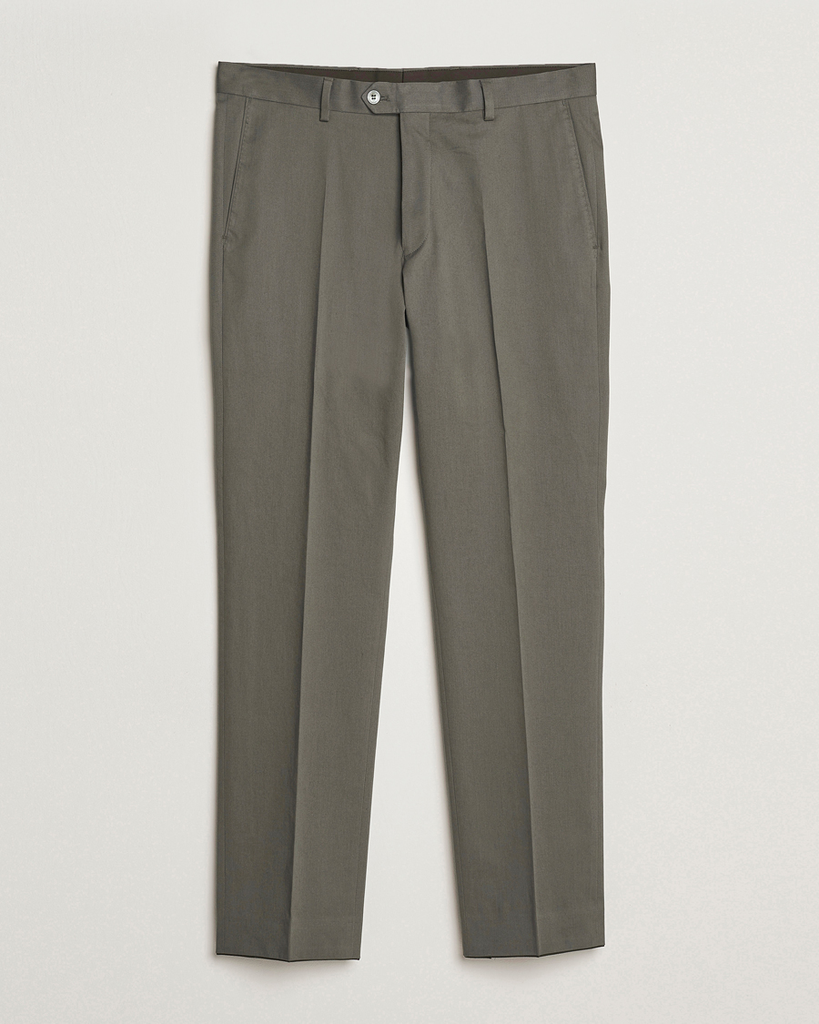 Homme | Pantalons | Oscar Jacobson | Dandy Cotton Trousers Olive