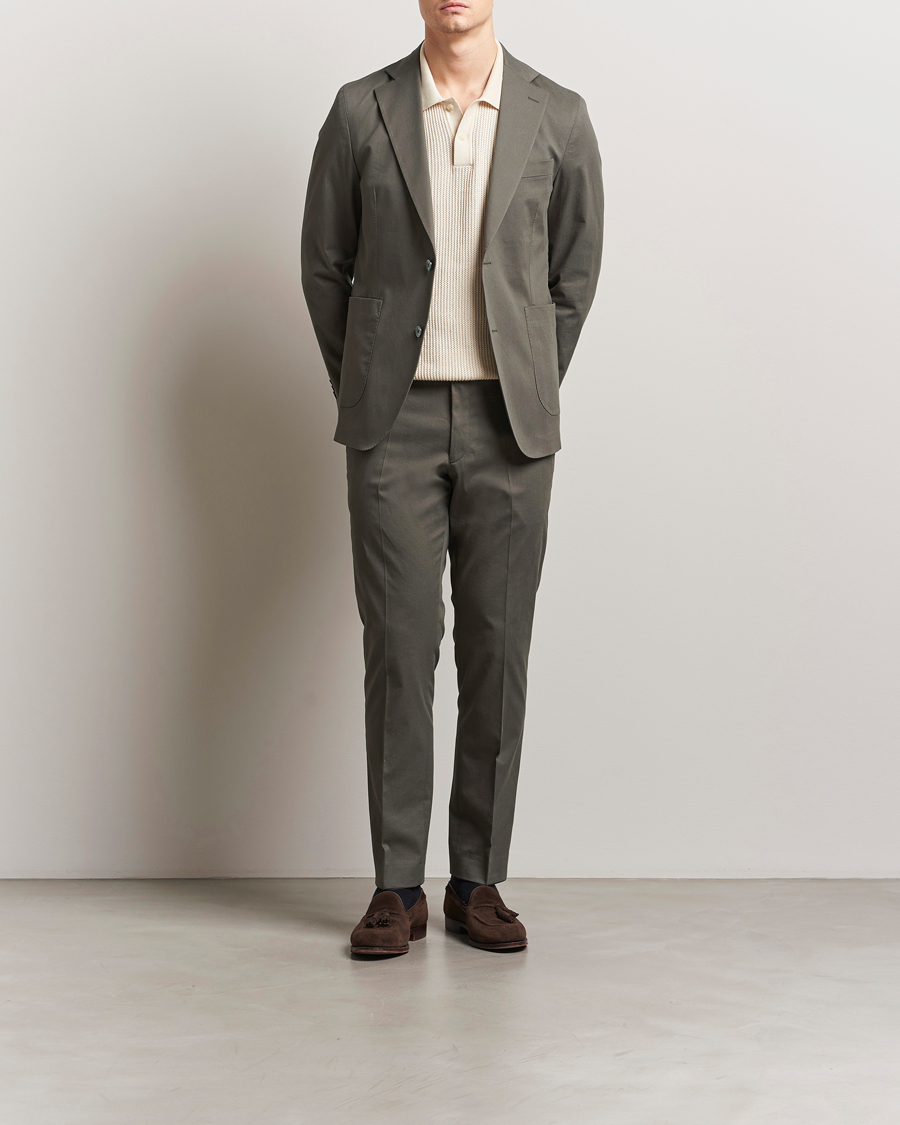 Homme | Pantalons | Oscar Jacobson | Dandy Cotton Trousers Olive