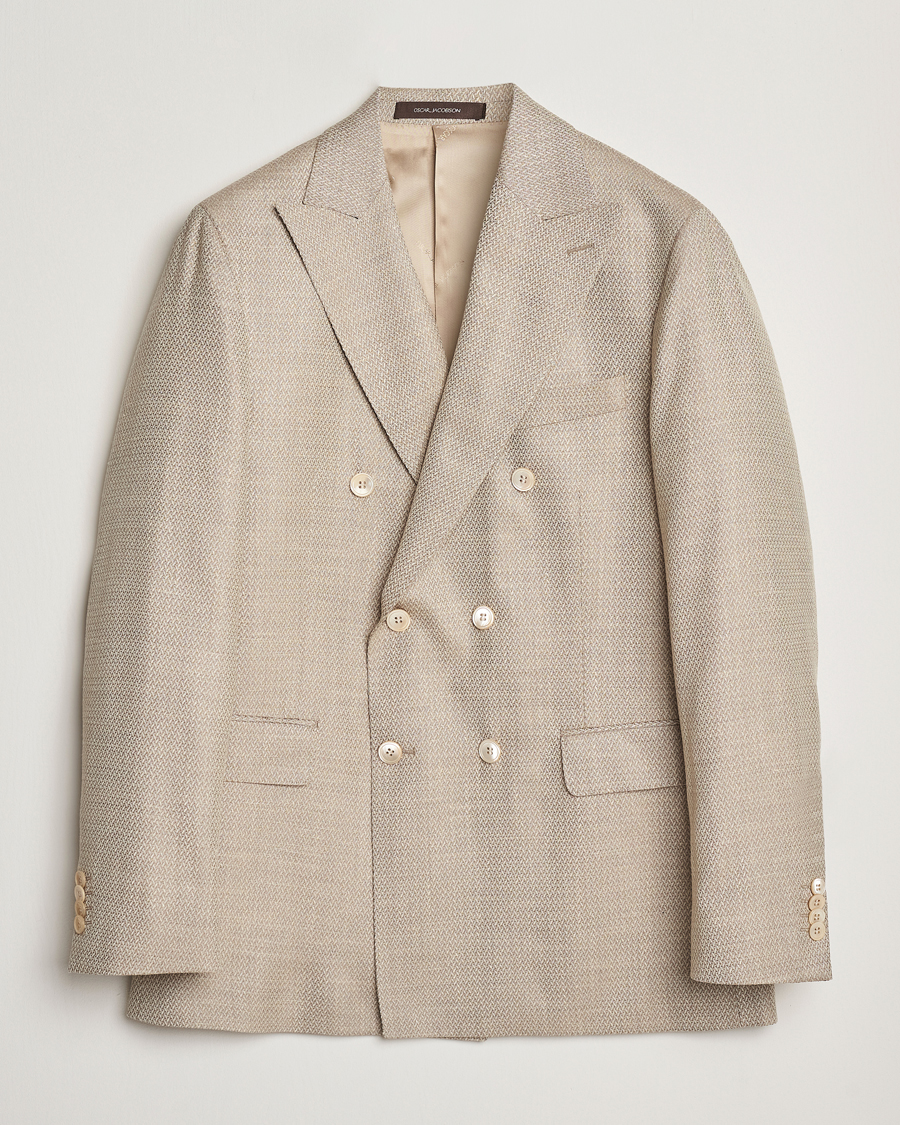 Homme | Blazers | Oscar Jacobson | Farris DB Loro Piana Wool/Silk/Linen Blazer Beige