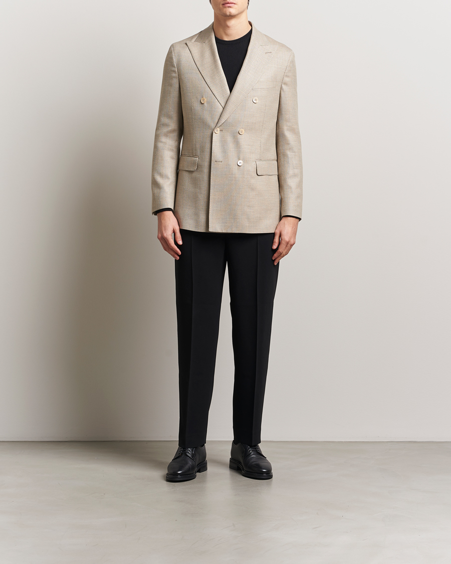 Homme | Blazers | Oscar Jacobson | Farris DB Loro Piana Wool/Silk/Linen Blazer Beige