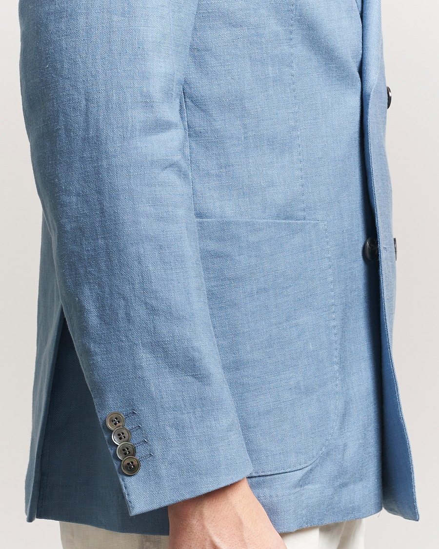 Homme | Blazers | Oscar Jacobson | Farris Patch Soft DB Linen Blazer Light Blue