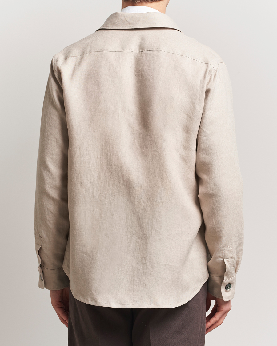Homme | Chemises | Oscar Jacobson | Maverick Linen Shirt Jacket White Grass