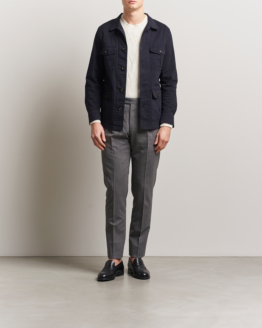 Homme | Chemises | Oscar Jacobson | Safari Shirt Jacket Navy