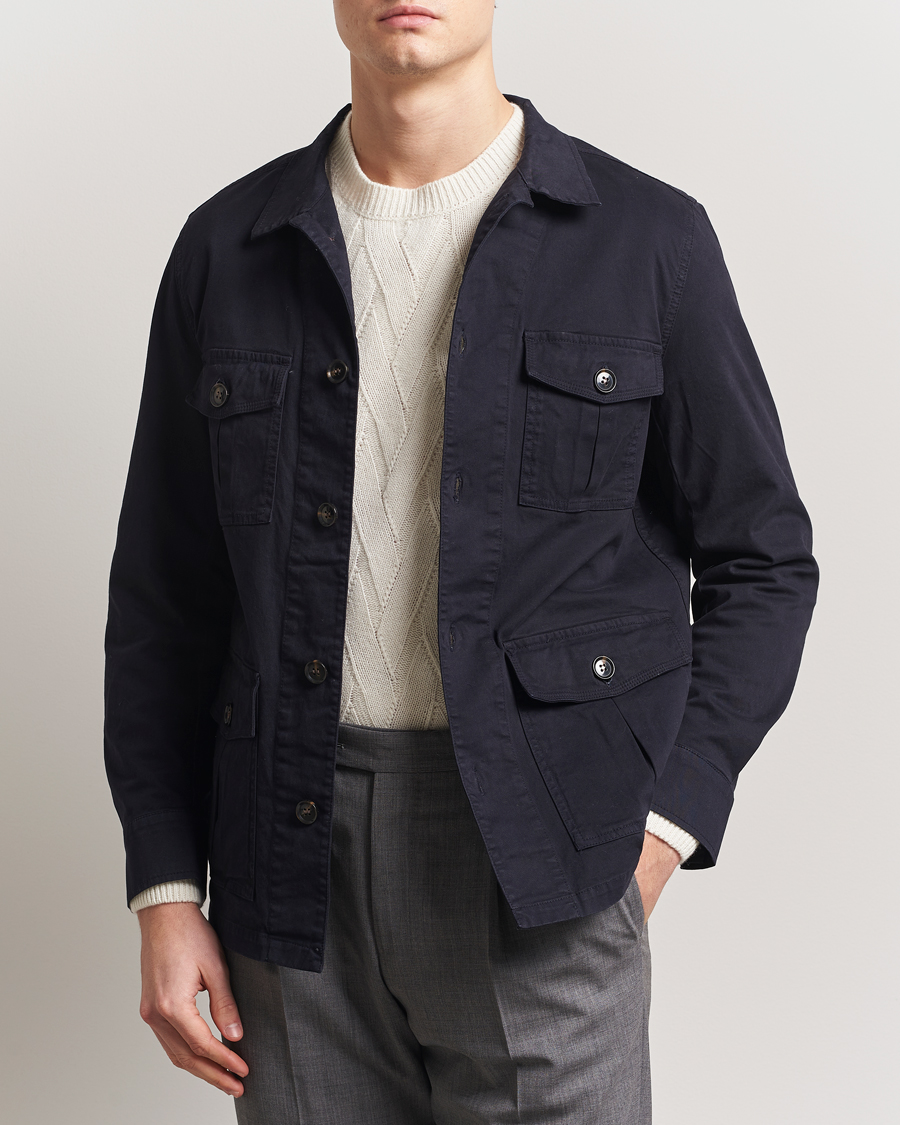 Homme | Chemises | Oscar Jacobson | Safari Shirt Jacket Navy