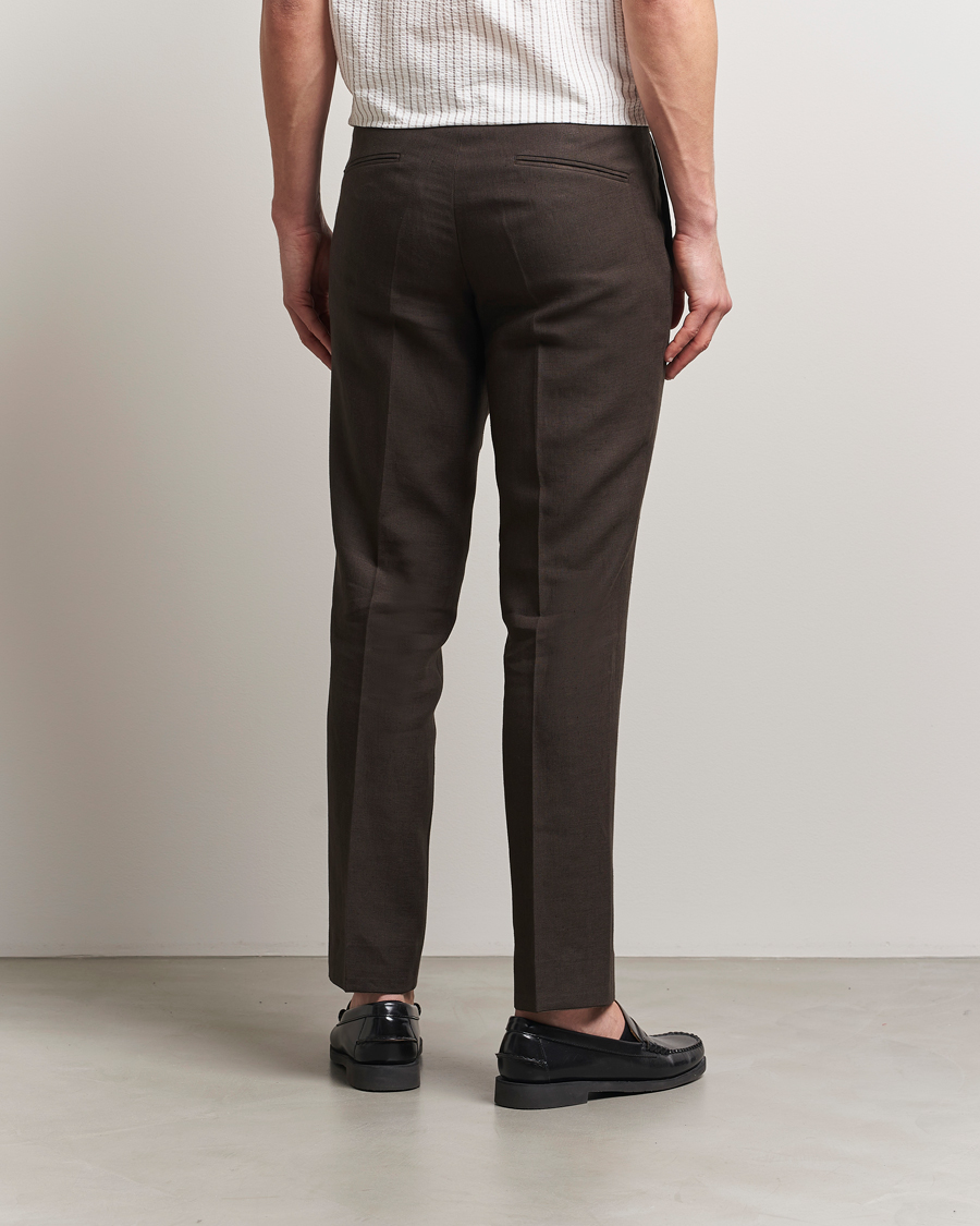 Homme | Pantalons | Oscar Jacobson | Dandy Linen Trousers Brown