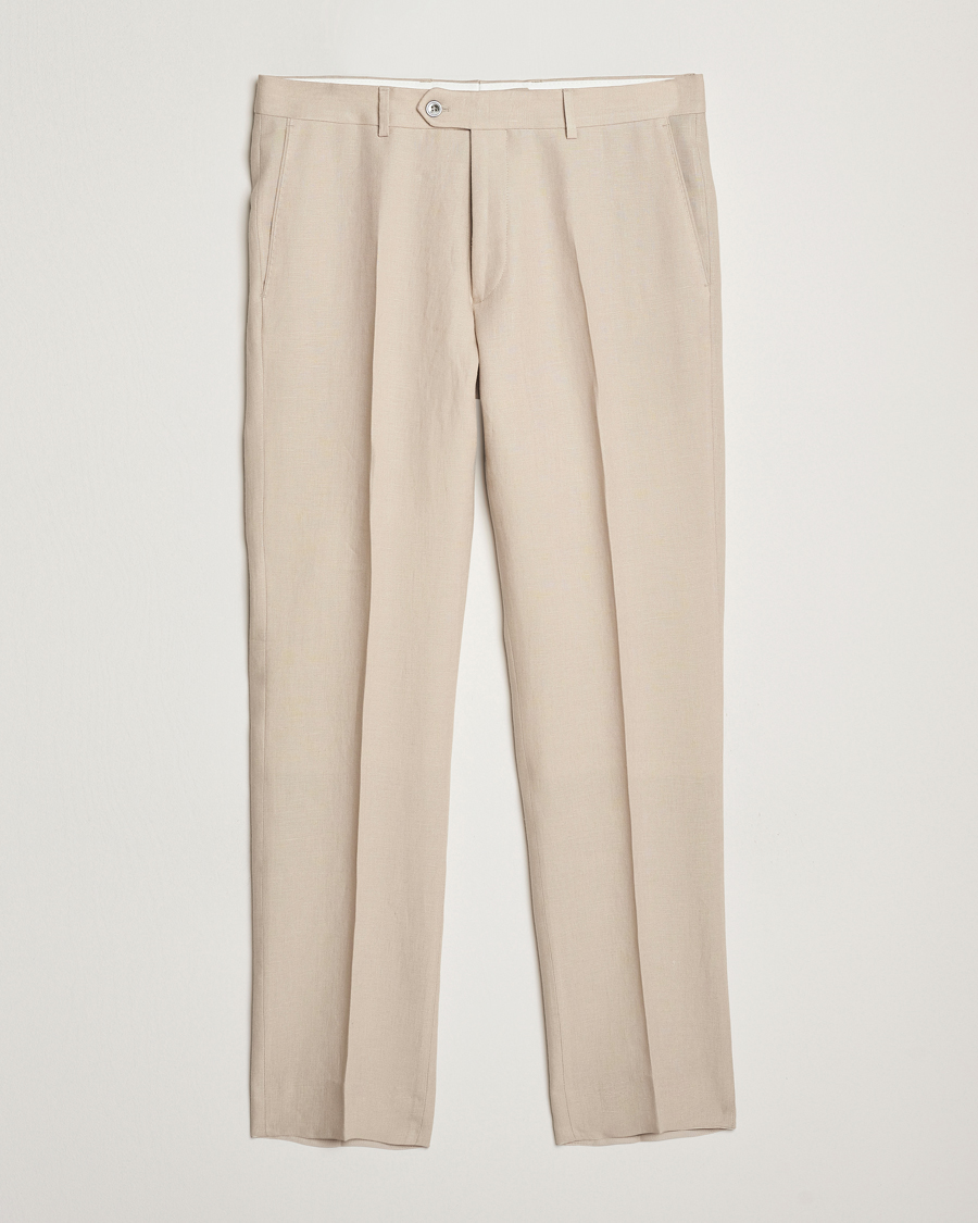 Homme | Pantalons | Oscar Jacobson | Dandy Linen Trousers Beige