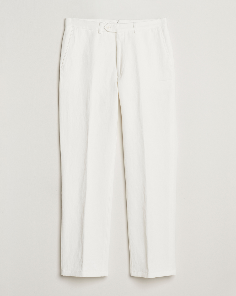 Homme | Pantalons | Oscar Jacobson | Del Cotton/Linen Trousers White