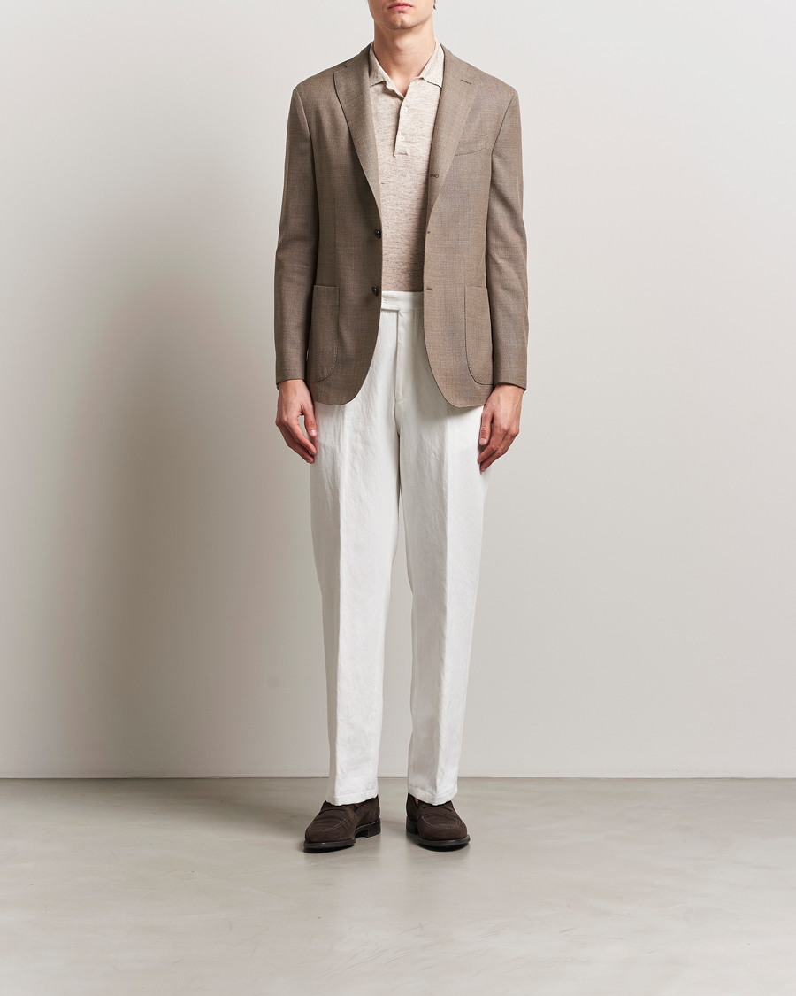 Homme | Pantalons | Oscar Jacobson | Del Cotton/Linen Trousers White