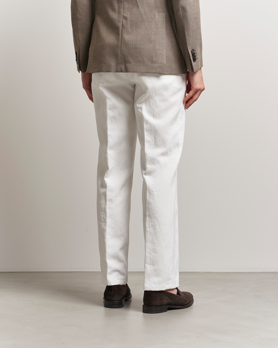 Homme | Pantalons | Oscar Jacobson | Del Cotton/Linen Trousers White