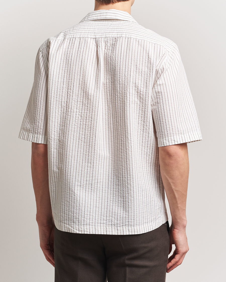 Homme | Chemises | Oscar Jacobson | Cuban Short Sleeve Seersucker Shirt White