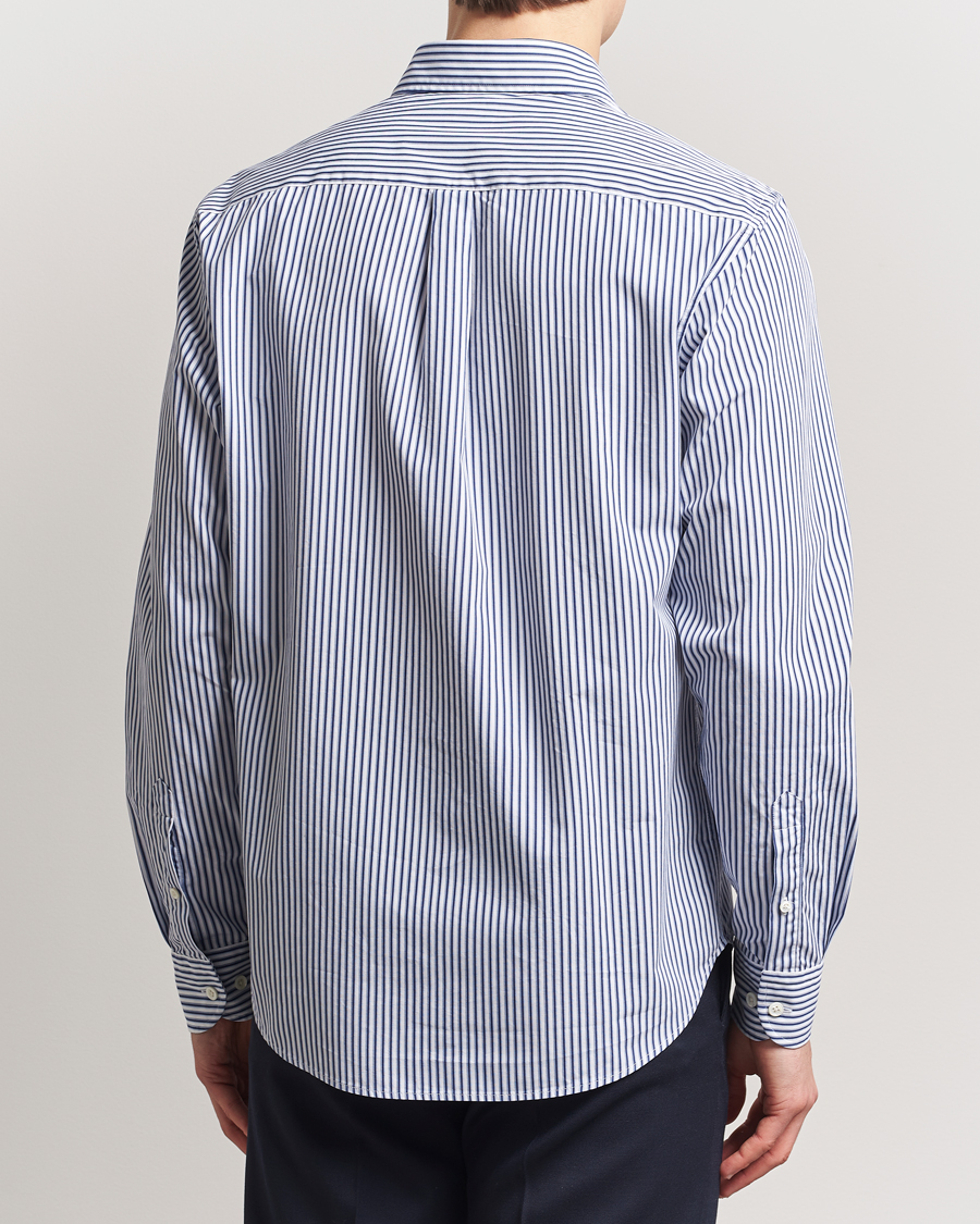 Homme | Chemises | Oscar Jacobson | Wide Spread Washed Stripe Shirt White/Blue