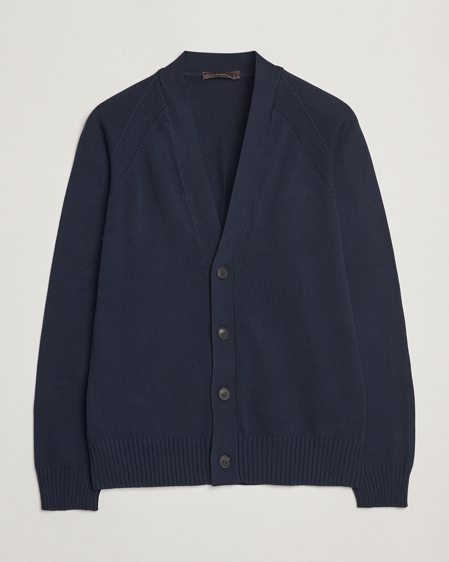 Homme | Pulls Et Tricots | Oscar Jacobson | Hover Cotton Cardigan Navy