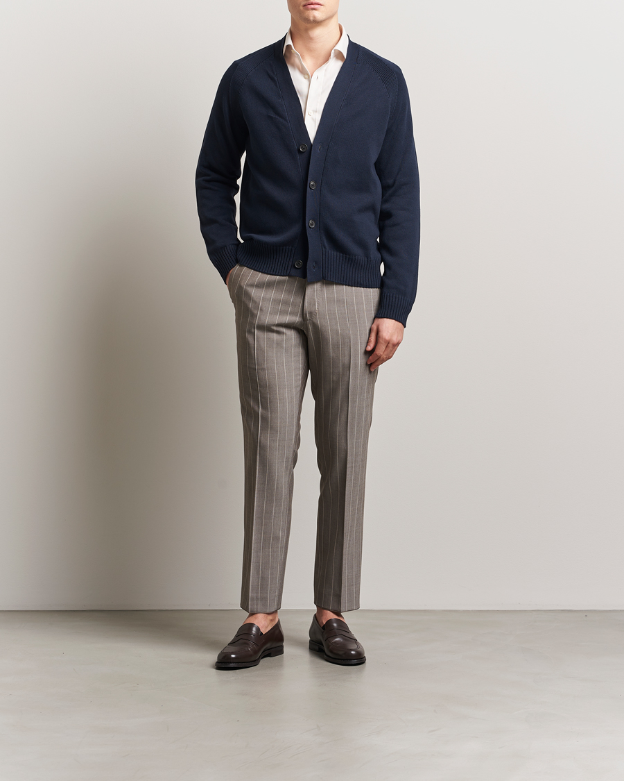 Homme | Pulls Et Tricots | Oscar Jacobson | Hover Cotton Cardigan Navy