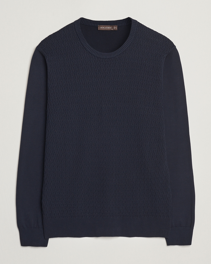 Homme | Pulls Et Tricots | Oscar Jacobson | Blake Knitted Cotton Crew Navy
