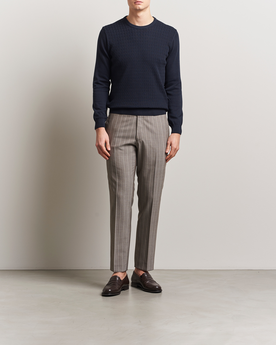 Homme | Pulls Et Tricots | Oscar Jacobson | Blake Knitted Cotton Crew Navy