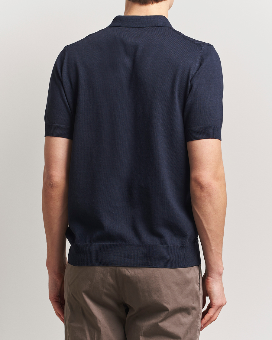 Homme | Polos | Oscar Jacobson | Mirza Structured Cotton Polo Navy