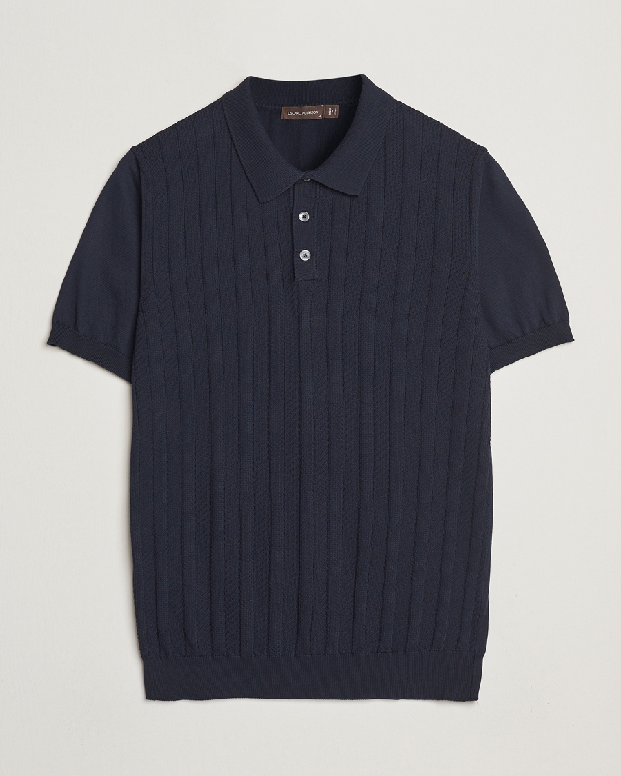 Homme | Polos | Oscar Jacobson | Barto Structured Cotton Polo Navy