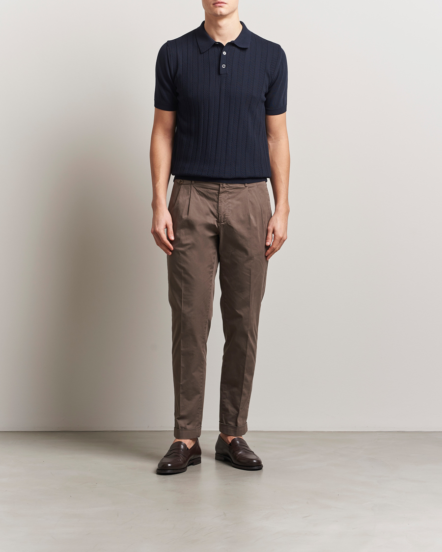 Homme | Polos | Oscar Jacobson | Barto Structured Cotton Polo Navy