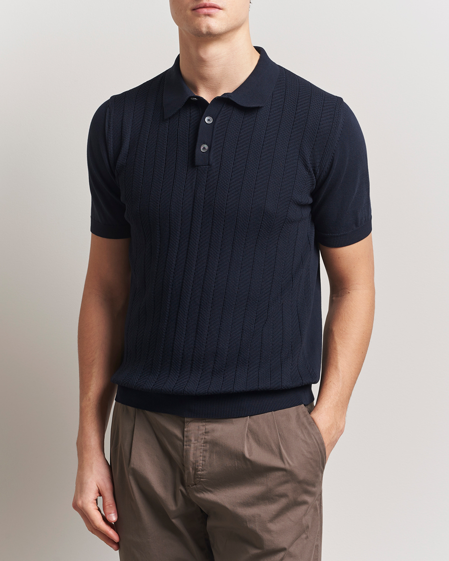 Homme | Polos | Oscar Jacobson | Barto Structured Cotton Polo Navy