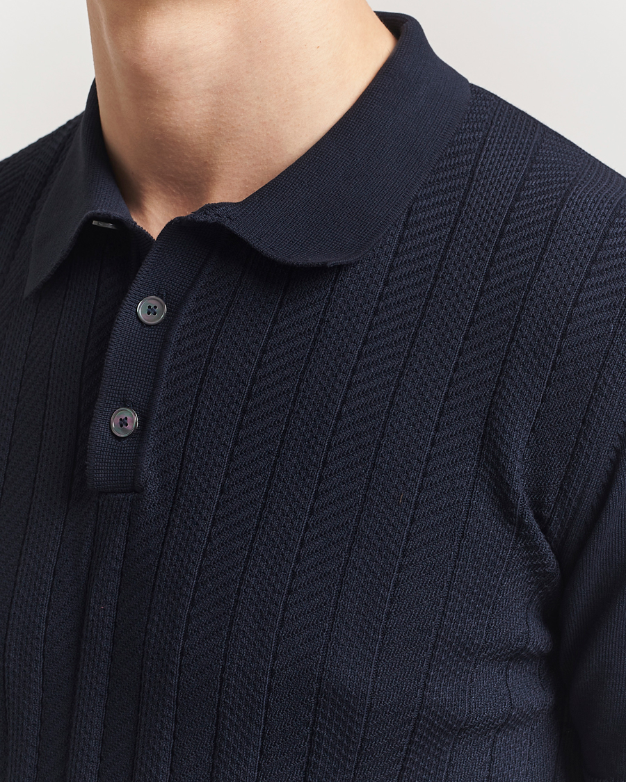 Homme | Polos | Oscar Jacobson | Barto Structured Cotton Polo Navy