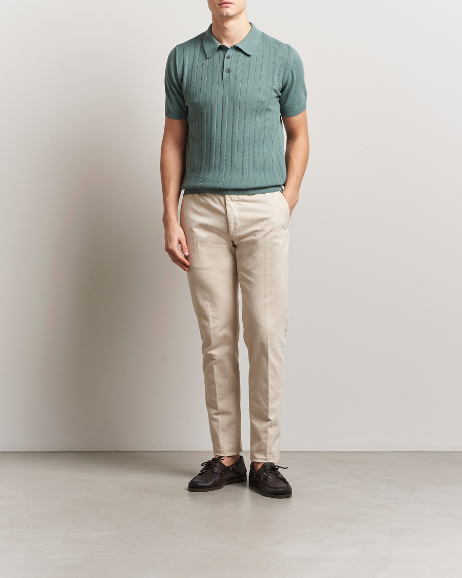 Homme | Polos | Oscar Jacobson | Barto Structured Cotton Polo Light Green
