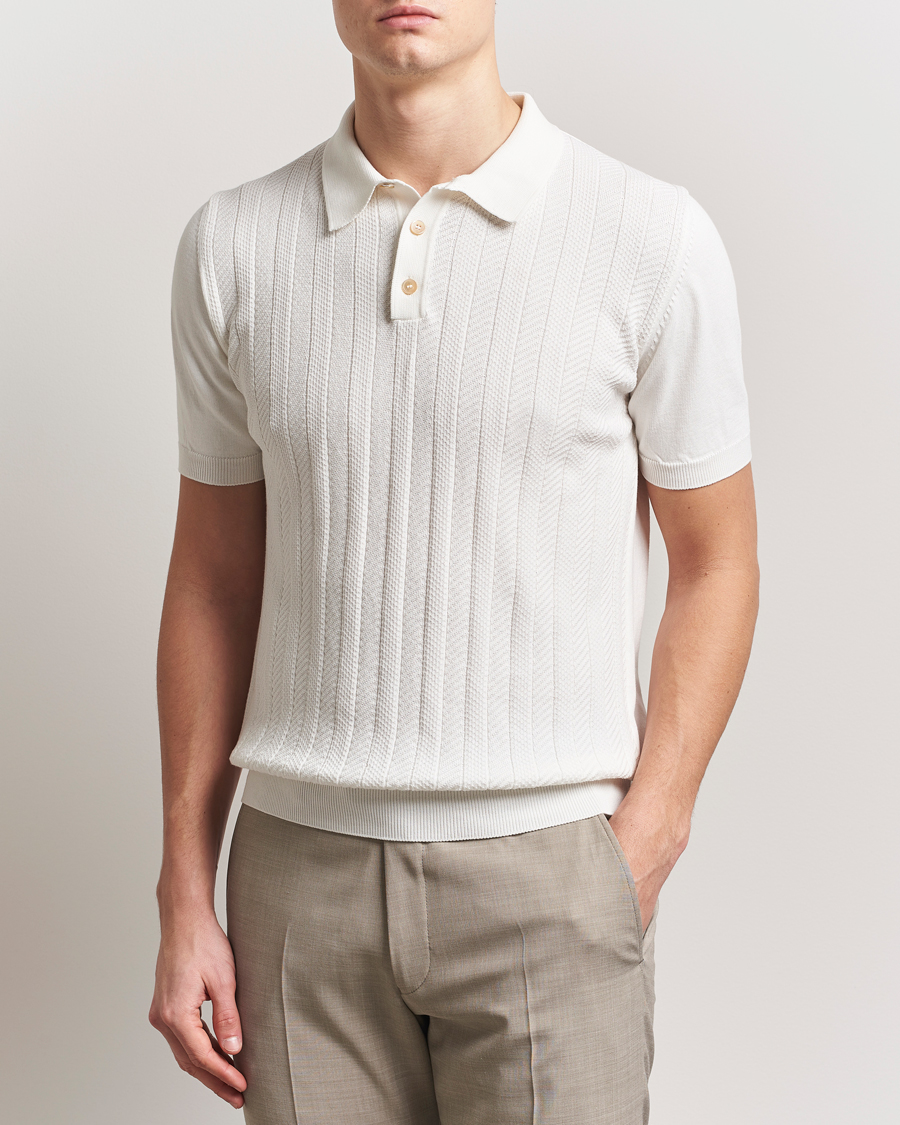 Homme | Polos | Oscar Jacobson | Barto Structured Cotton Polo Snow White