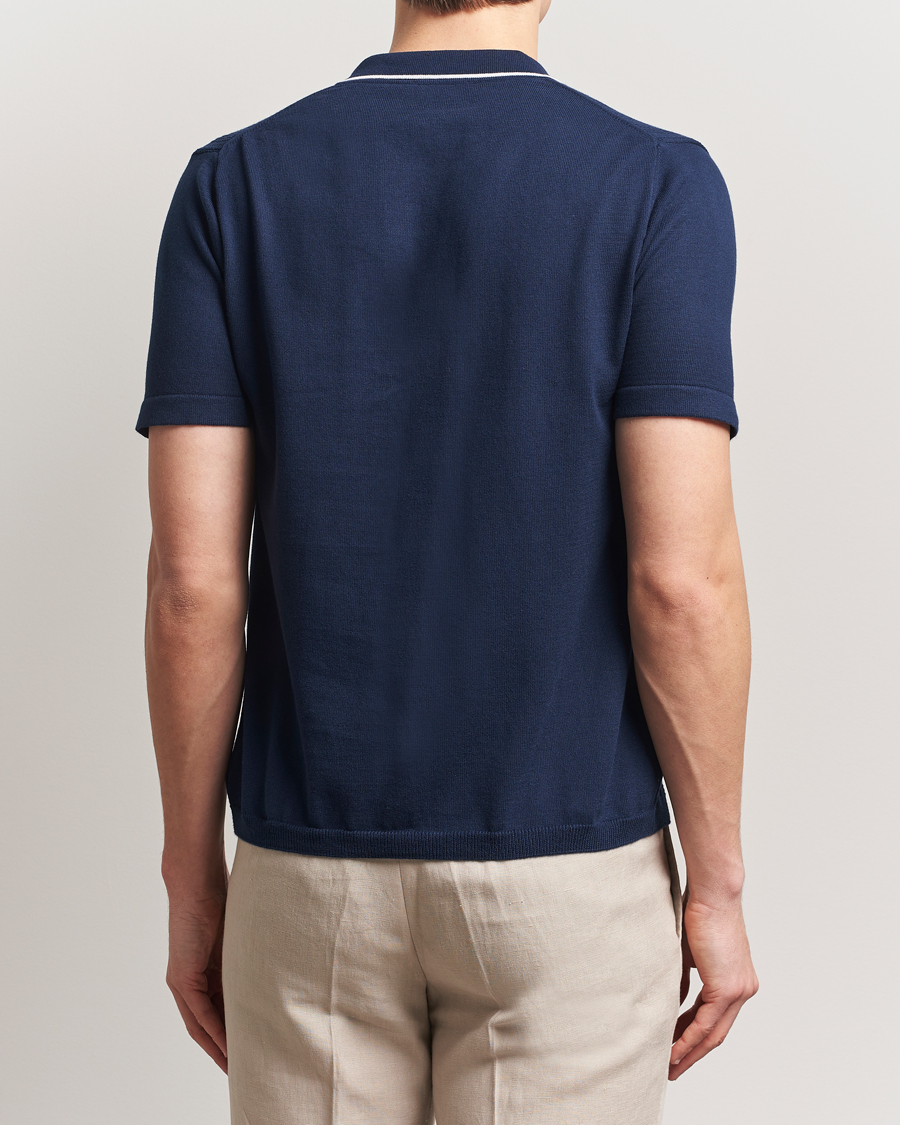 Homme | Polos | Oscar Jacobson | Barker Knitted Polo Navy