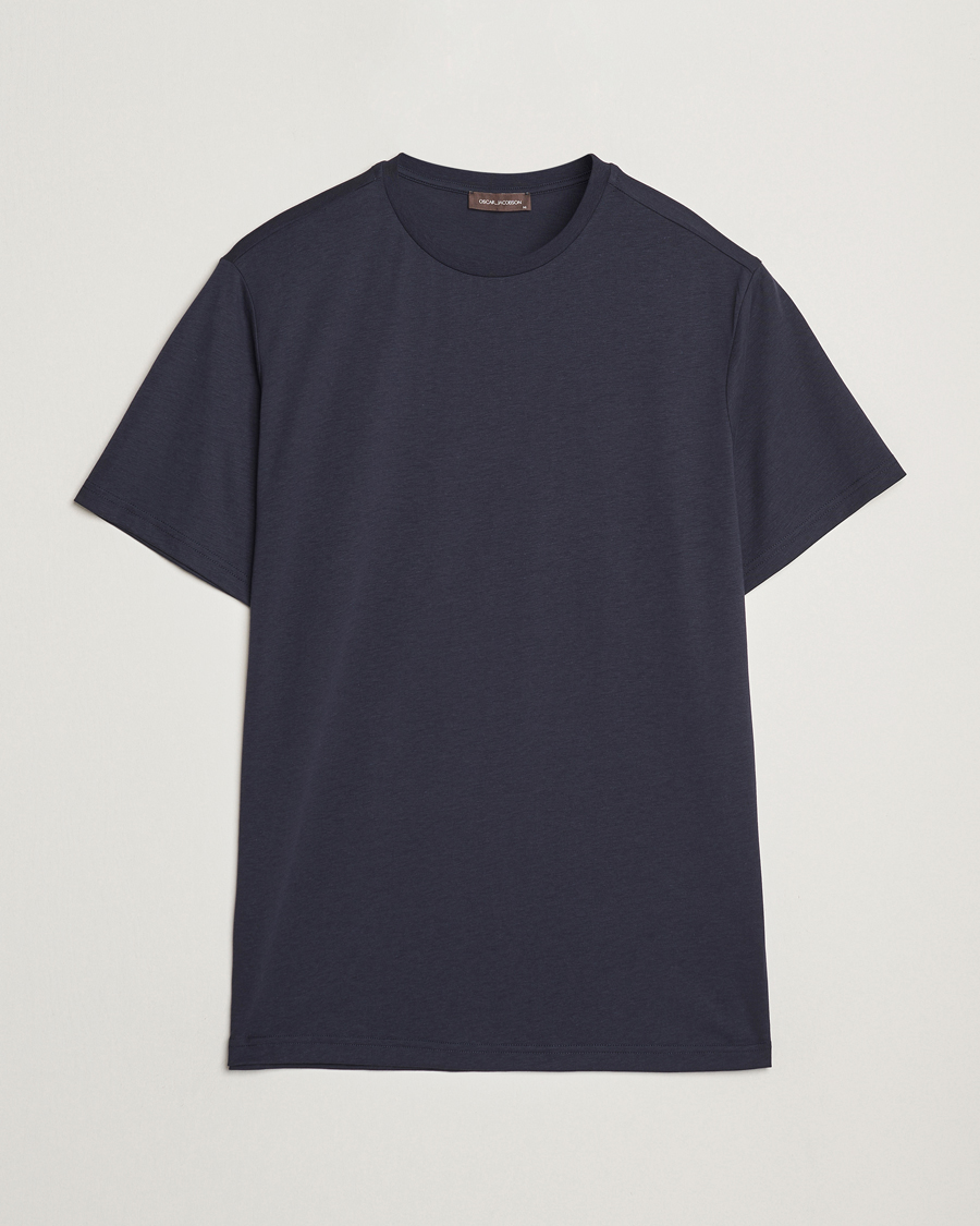 Homme | T-shirts | Oscar Jacobson | Kim Lyocel/Cotton T-Shirt Navy