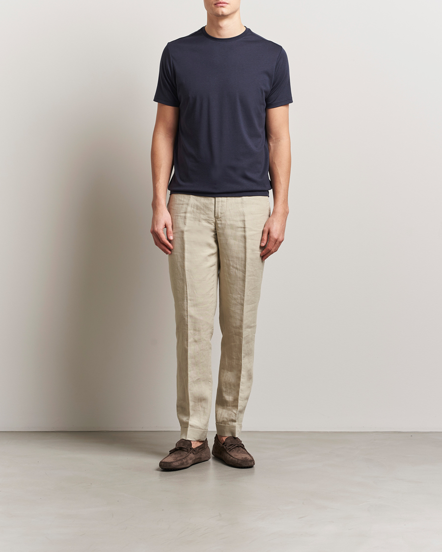 Homme | T-shirts | Oscar Jacobson | Kim Cotton/Tencel T-Shirt Navy