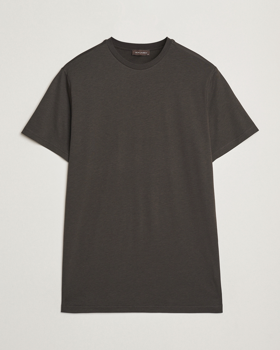 Homme | T-shirts | Oscar Jacobson | Kim Cotton/Tencel T-Shirt Brown
