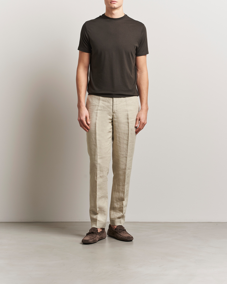 Homme | T-shirts | Oscar Jacobson | Kim Cotton/Tencel T-Shirt Brown