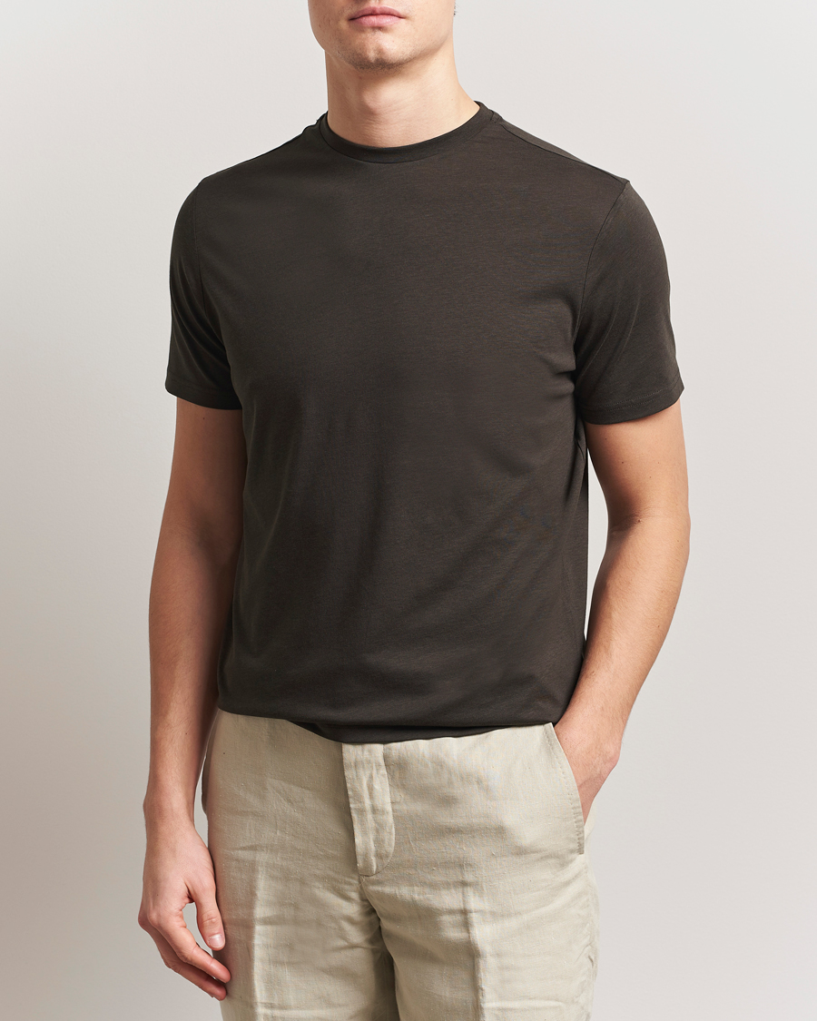 Homme | T-shirts | Oscar Jacobson | Kim Cotton/Tencel T-Shirt Brown