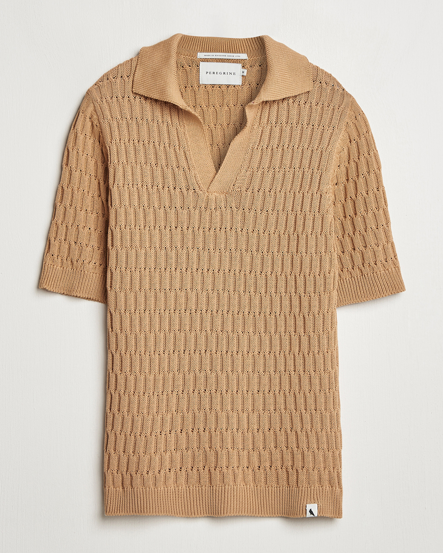 Homme | Polos | Peregrine | Cove Knitted Cotton Polo Shirt Sand