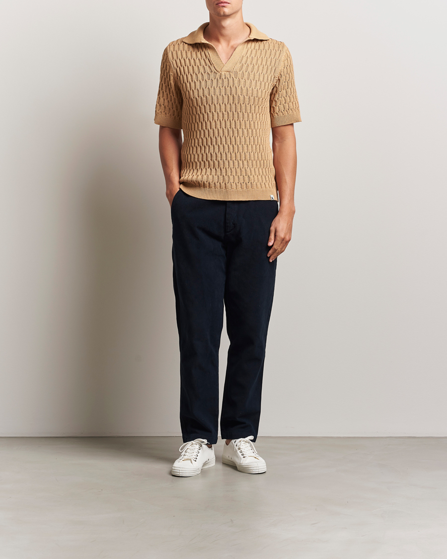Homme | Polos | Peregrine | Cove Knitted Cotton Polo Shirt Sand