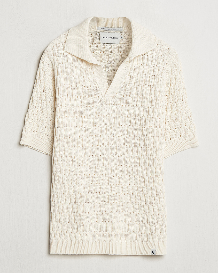 Homme | Polos | Peregrine | Cove Knitted Cotton Polo Shirt White