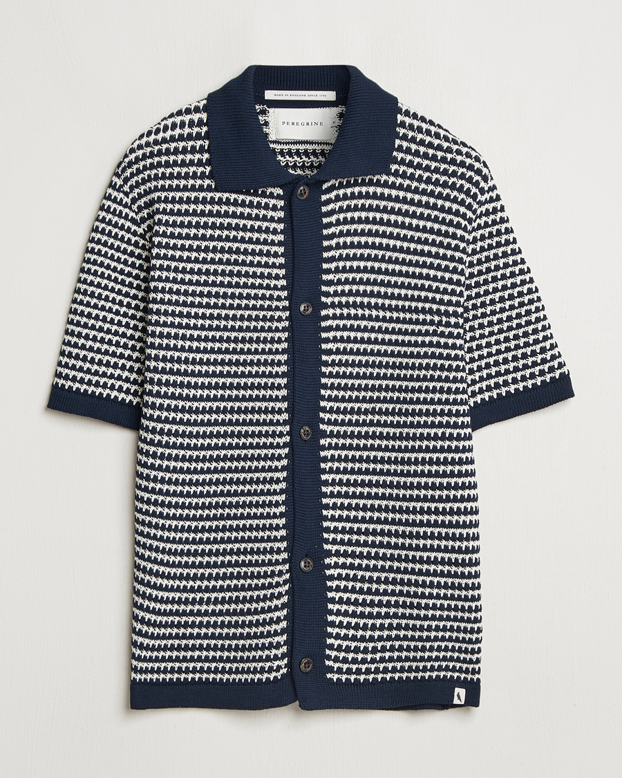 Homme | Chemises | Peregrine | Island Crochet Knitted Shirt Navy