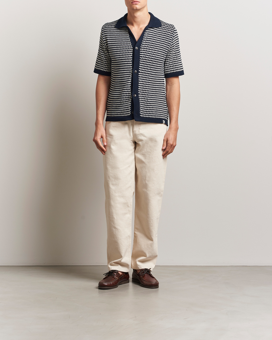 Homme | Chemises | Peregrine | Island Crochet Knitted Shirt Navy