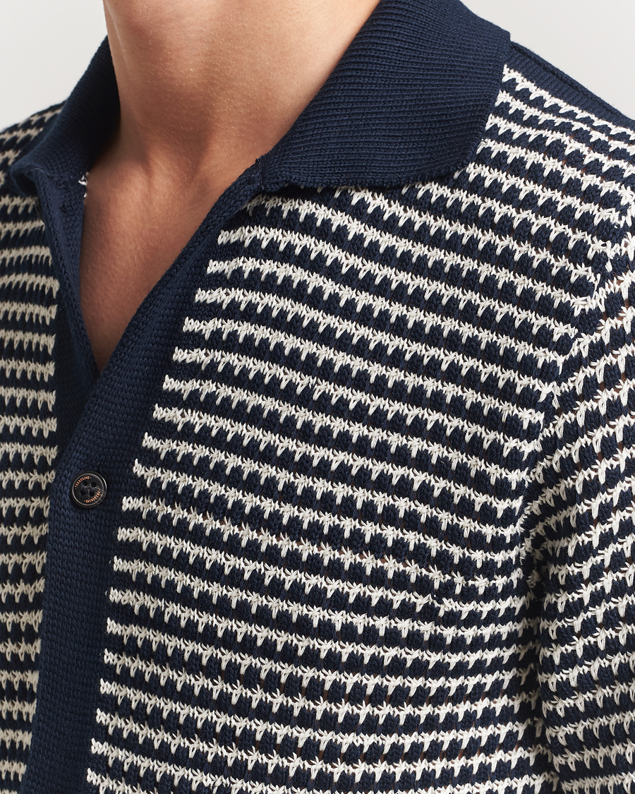 Homme | Chemises | Peregrine | Island Crochet Knitted Shirt Navy