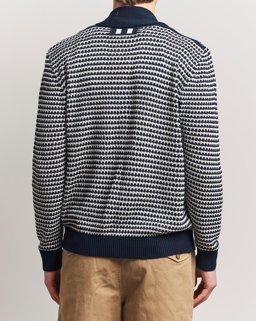 Homme | Pulls Et Tricots | Peregrine | Island Crochet Knitted Cardigan Navy