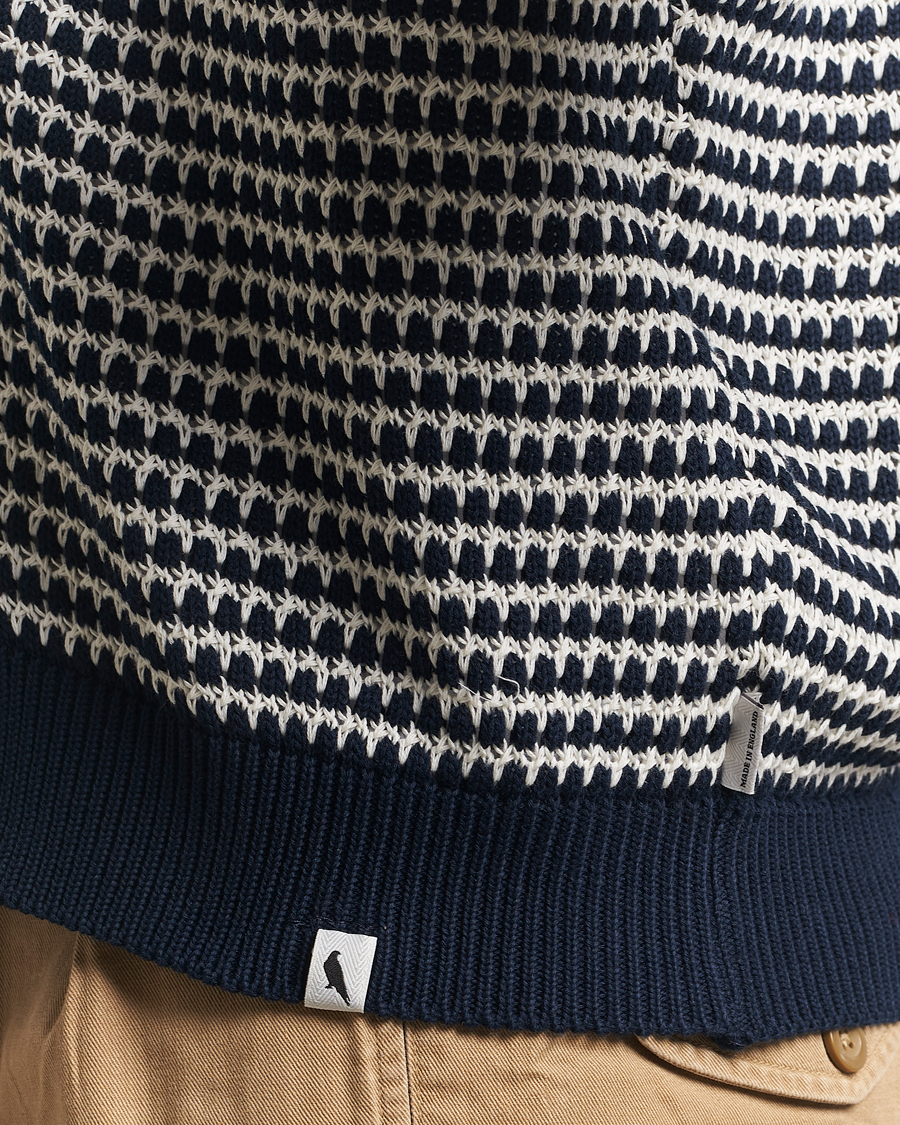 Homme | Pulls Et Tricots | Peregrine | Island Crochet Knitted Cardigan Navy