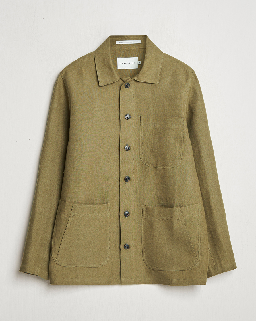 Homme | Chemises | Peregrine | Grange Linen Shacket Khaki