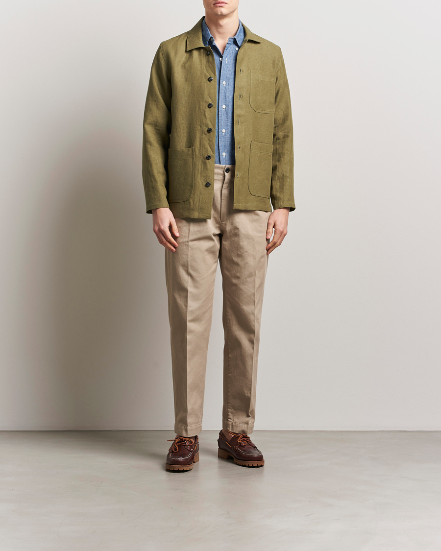 Homme | Chemises | Peregrine | Grange Linen Shacket Khaki