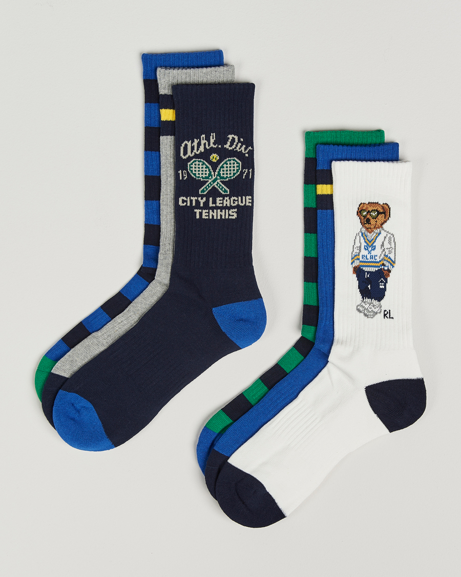 Homme | Sous-Vêtements Et Chaussettes | Polo Ralph Lauren | 6-Pack Mix Crew Sock Navy/Blue/White/Grey/Green