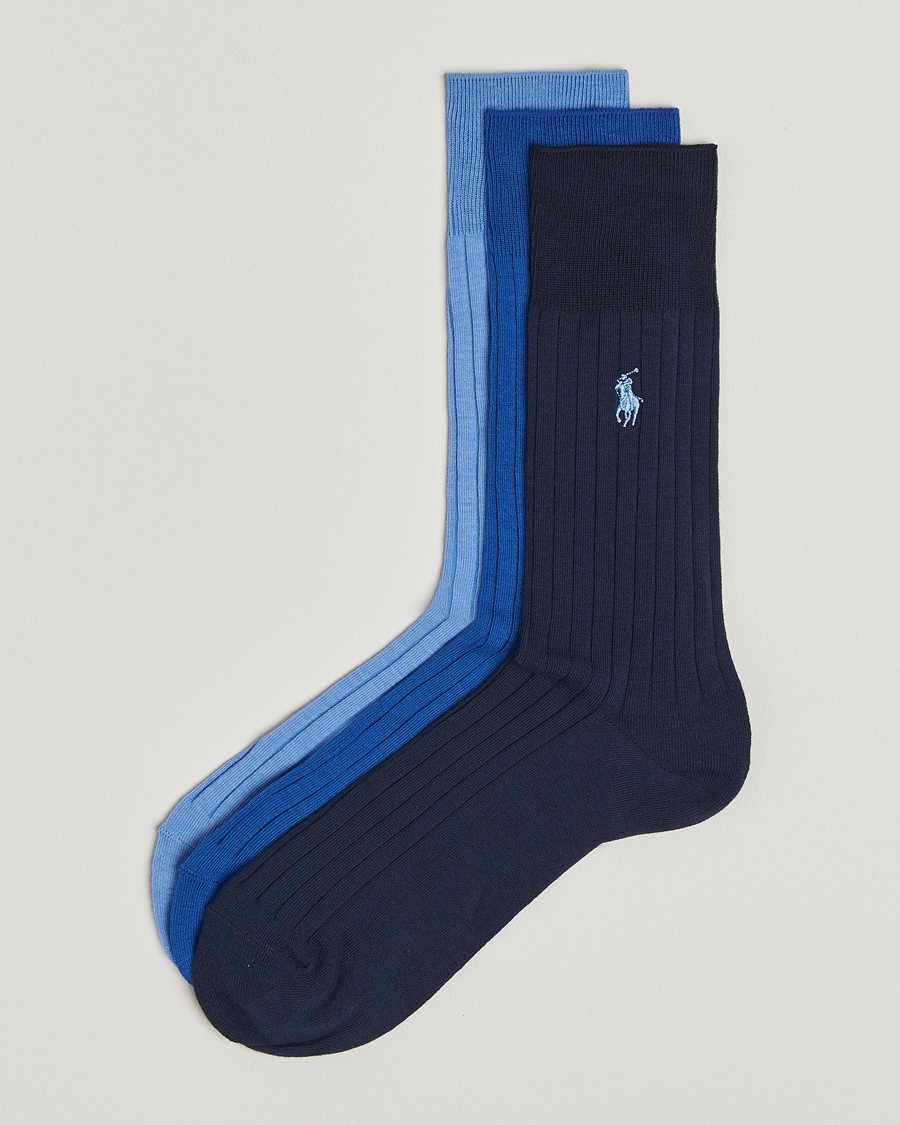 Homme | Sous-Vêtements Et Chaussettes | Polo Ralph Lauren | 3-Pack Egyptian Rib Crew Sock Blue Combo