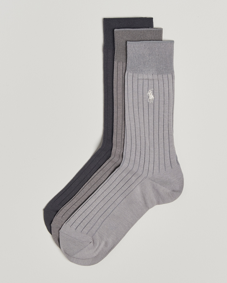 Homme | Sous-Vêtements Et Chaussettes | Polo Ralph Lauren | 3-Pack Egyptian Rib Crew Sock Grey